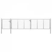 Ogrodzenia - vidaxl Brama ogrodzeniowa, stal, 500 x 100 cm, srebrna - miniaturka - grafika 1