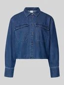 Bluzki damskie - Bluzka jeansowa o krótkim kroju z czystej Bawełna Model 'POSEY' - miniaturka - grafika 1