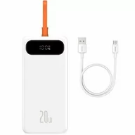 Powerbanki - Baseus Block powerbank z cyfrowym wyświetlaczem i wbudowanym kablem Lightning szybkie ładowanie 20000mAh 20W biały (PPLK000002) PPLK000002 - miniaturka - grafika 1