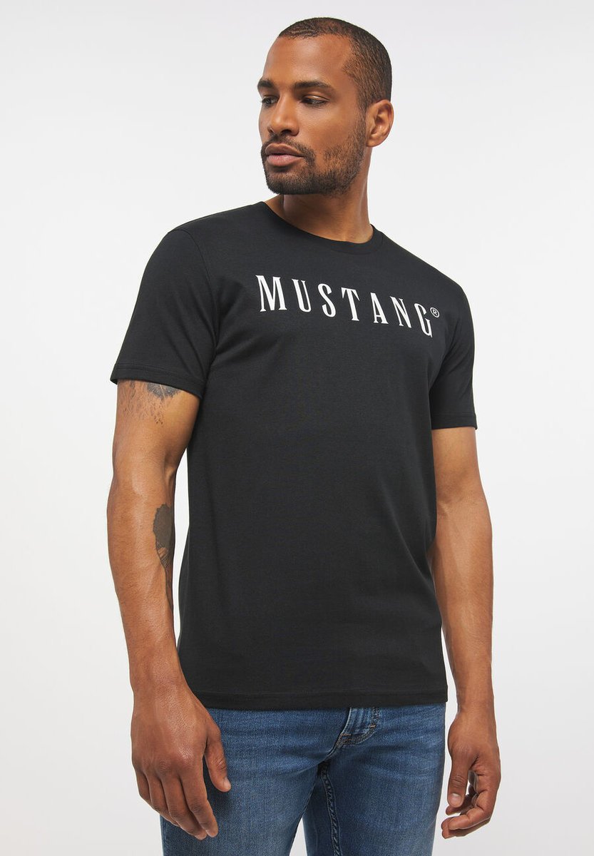 Mustang Style Alex C Logo Tee Męski T-Shirt Koszulka Nadruk Black 1013221 4142-S
