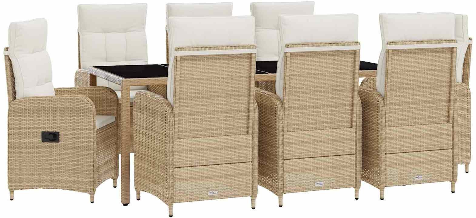 vidaXL Zestaw do jedzenia na zewnątrz 9 pcs Beżowy i kremowy 3422345