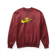 Bluzy męskie - Bluza bordowa z haftem „Yellow Smiley” - unisex, 80% bawełna, 280 g/m², XL - miniaturka - grafika 1