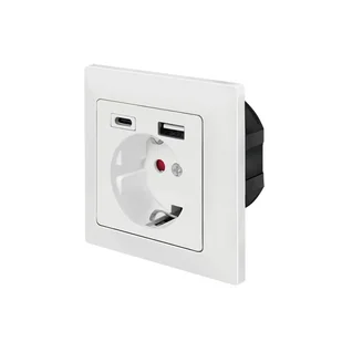 LogiLink PA0262 gniazdko elektryczne CEE 7/3 + USB Biały - Gniazdka elektryczne - miniaturka - grafika 1