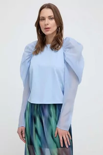 Bluzki damskie - Karl Lagerfeld bluzka kolor niebieski gładka - grafika 1
