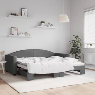 Sofa rozsuwana, ciemnoszara, 90x190 cm, tkanina Lumarko! - Łóżka - miniaturka - grafika 1