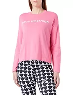 Swetry damskie - Love Moschino Damski sweter z długim rękawem z okrągłym dekoltem, Fuchsia, 46 - miniaturka - grafika 1