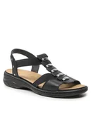 Sandały damskie - Rieker Sandały 64580-00 Czarny - miniaturka - grafika 1