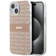 Etui i futerały do telefonów - Oryginalne Etui IPHONE 13 / 14 / 15 DKNY Hardcase IML Mono & Stripe MagSafe (DKHMP14SHRHSEP) różowe - miniaturka - grafika 1