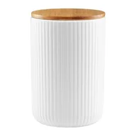 Pojemniki kuchenne - Pojemnik z bambusową pokrywką Curly 15 cm biały - miniaturka - grafika 1