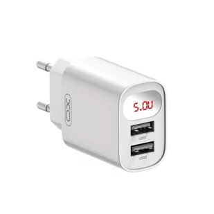 XO ładowarka sieciowa L95 2x USB 2,4A biała z wyświetlaczem - Ładowarki do telefonów - miniaturka - grafika 1