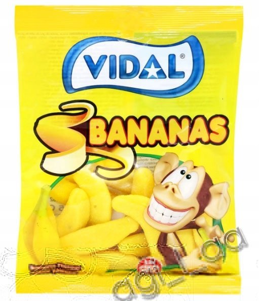 Żelki Bananas 90g Vidal w kształcie banana bezglutenowe