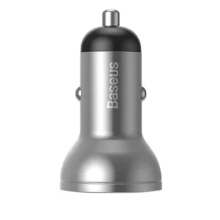 Baseus ładowarka samochodowa 2x USB 4,8A 24W z LCD srebrny (CCBX-0S) - Ładowarki do telefonów - miniaturka - grafika 4
