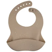 Śliniaki i fartuszki - CANPOL BABIES ŚLINIAK SILIKONOWY DOTS Z KIESZONKĄ REGULOWANY BEŻ KIESZEŃ - miniaturka - grafika 1