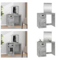 Toaletki - vidaXL Toaletka z lustrem betonowa szara 90x50x132,5 cm materiał drewnopochodny - Toaletka - Toaletki - Stolik kosmetyczny - Stoliki kosmetyczne - miniaturka - grafika 1