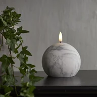 Świece - Świeca Led woskowa okrągła FLAMME MARBLE marmurowa 12cm - miniaturka - grafika 1