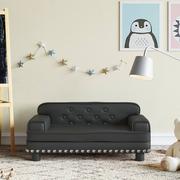 Sofy i kanapy - Sofa dla dzieci, czarna, 70x45x30 cm, sztuczna skóra Lumarko! - miniaturka - grafika 1