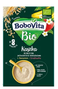 Bobovita Bio - Kaszka wielozbożowa z bananem i truskawką 200g - Kaszki dla dzieci - miniaturka - grafika 1