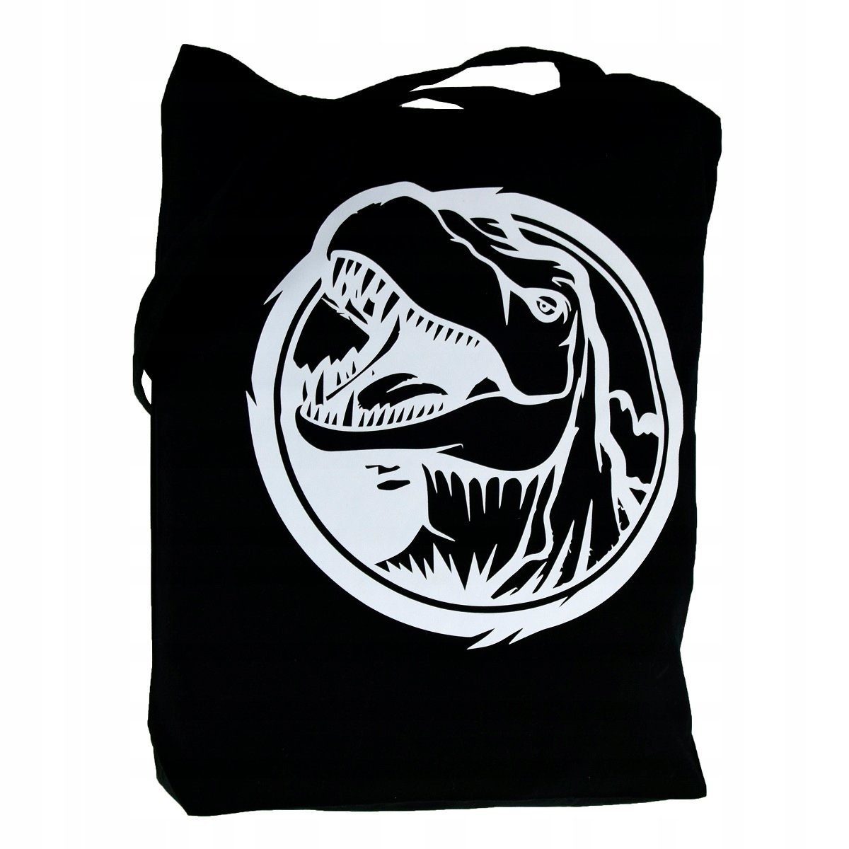 TORBA bawełniana czarna 220g z nadrukiem DINOZAUR siatka na zakupy torebka