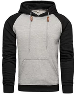 Bluzy męskie - Bluza męska z kapturem czarno-szara Recea - XXL - miniaturka - grafika 1
