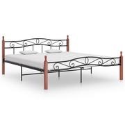Łóżka - Rama łóżka, czarny metal drewno dębowe, 200x200 - miniaturka - grafika 1