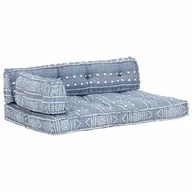Poduszki na krzesła - vidaXL Sofa z poduszek na paletę, tkanina, indygo patchwork vidaXL - miniaturka - grafika 1