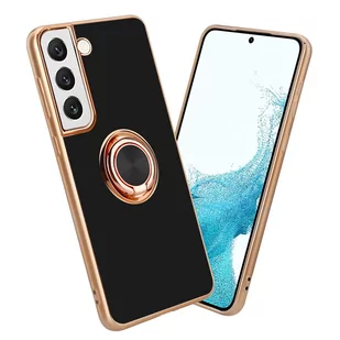 Pokrowiec Do Samsung Galaxy S21 PLUS Etui w Glossy Czarny - Złoto magnetycznym Obudowa Case Cover Ochronny Cadorabo - Etui i futerały do telefonów - miniaturka - grafika 1