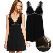 Bielizna nocna - Henderson Koszula Nocna Piżama Damska Czarna LILLY 36120 Rozmiar XL - miniaturka - grafika 1