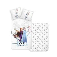 Pościel dla dzieci - Disney Home Frozen dziecięca pościel dwustronna, zestaw 135 x 200 – poszewka na poduszkę 80 x 80 – 2-częściowa pościel Elsa, Anna, Kristoff i Olaf, miękka i przyjemna dla skóry, super miękka bawełna - miniaturka - grafika 1