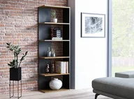 Regały - Regał loftowy na książki kwiatki ozdoby CORNER dąb wotan/czarny - miniaturka - grafika 1