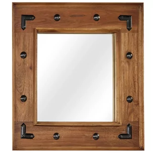 vidaXL Lustro z ramą z litego drewna akacjowego, 50 x 50 cm - Lustra - miniaturka - grafika 1