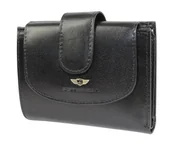 Portfele - Portfel Damski Skórzany PETERESON PTN 2516 Skóra Licowa Odpinana Klapka CZARNY 12 x 9 x 3 [cm] - miniaturka - grafika 1