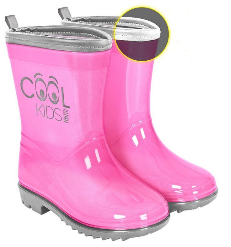 Kalosze Gumiaki Dziecięce Cool Kids Róż 24 Odblaskowe