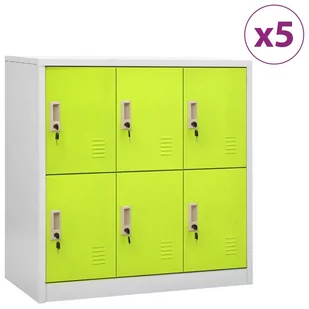 Vidaxl Szafki Zamykane, 5 Szt., Jasnoszaro-Zielone, 90X45X92,5 Cm - Szafy biurowe - miniaturka - grafika 1