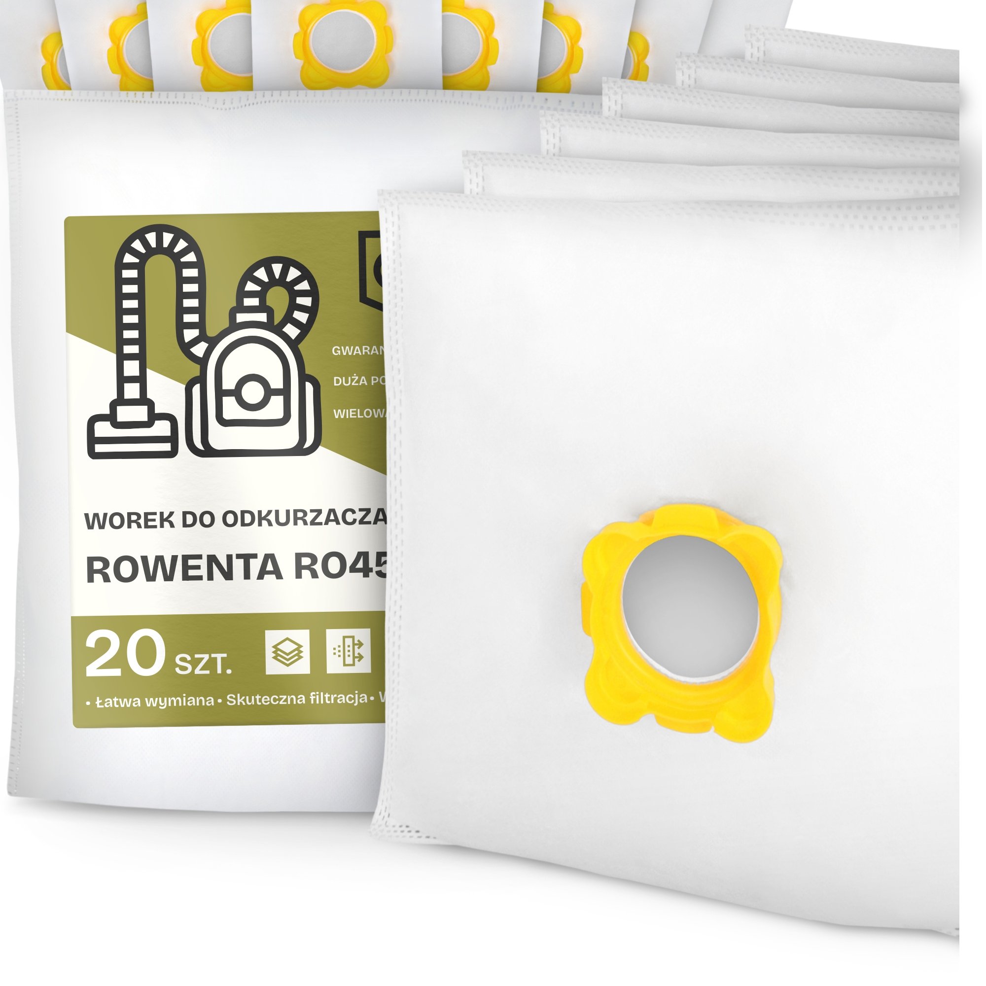 20x Worek do Odkurzacza Rowenta RO4550 Syntetyczny Mikrowłókna Duży Work G9