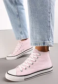 Trampki damskie - Różowe Trampki na Płaskiej Podeszwie z Lamówką Vinys - Renee - miniaturka - grafika 1