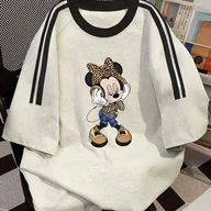 Bluzki damskie - TEMU Disney Mickey & Minnie Koszulka z Nadrukiem "Happy Birthday" - Unisex Casual Luźny Krótki Rękaw, Kolorowy Print, Okrągły Dekolt, Wiosna/, Moda - miniaturka - grafika 1
