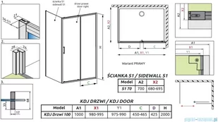 Radaway Premium Pro Black Kdj kabina 100x70cm prawa szkło przejrzyste 1015100-54-01R/1016070-54-01 - Kabiny prysznicowe Radaway Premium Pro Black Kdj kabina 100x70cm prawa szkło przejrzyste 1015100-54-01R/1016070-54-01 - Kabiny prysznicowe - miniaturka - grafika 2