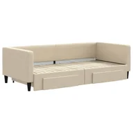 Łóżka - Sofa rozsuwana z szufladami, kremowa, 90x200 cm, tkanina Lumarko! - miniaturka - grafika 1
