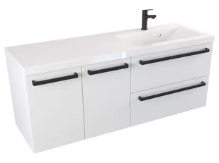 Szafka Wisząca Z Umywalką ATH 120 cm DS Prawa - Biały Mat - Uchwyty Czarne Matowe - Szafki łazienkowe - miniaturka - grafika 1