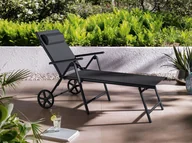 Leżaki ogrodowe - Livarno Home Livarno Home Leżak aluminiowy Houston regulowany, czarny/antracytowy 4055334578868 - miniaturka - grafika 1