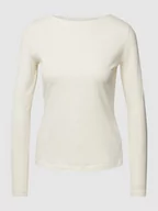 Bluzki damskie - Bluzka z długim rękawem w jednolitym kolorze - miniaturka - grafika 1