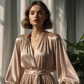 Pasmanteria - Tkanina ubraniowa Satyna Armani / Sztuczny jedwab - kawa z mlekiem 24 - miniaturka - grafika 1