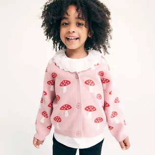 Bluzy dla dziewczynek - Reserved - Kardigan w muchomorki - Różowy - grafika 1