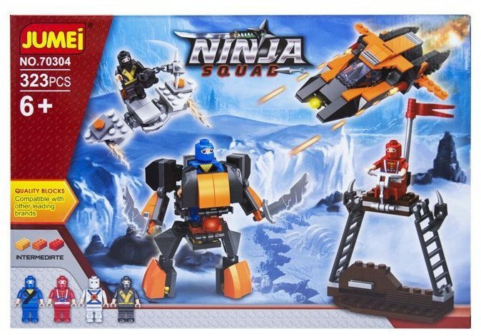 Klocki Jumei WOJOWNICY NINJA 323 elementy, 38 x 26 cm