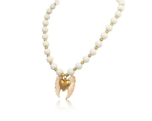 Colibra Naszyjnik z agatów, z sercem i białymi skrzydłami (C23/KOR/219/1AU) Walentynki - Naszyjniki - miniaturka - grafika 1