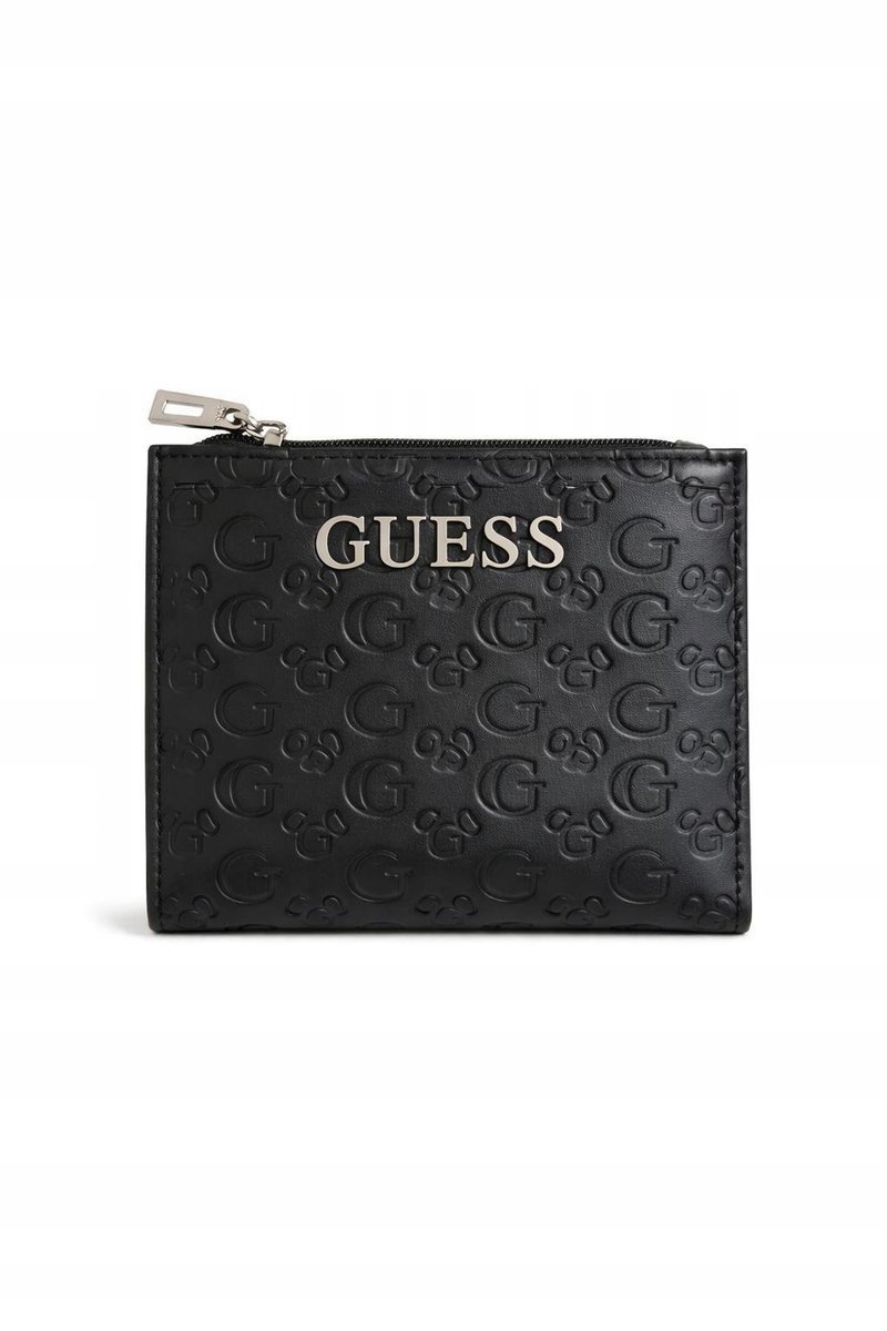 GUESS CZARNY PORTFEL DAMSKI Z LOGO I SREBRNYM NAPISEM 12x10x2 1GŁA