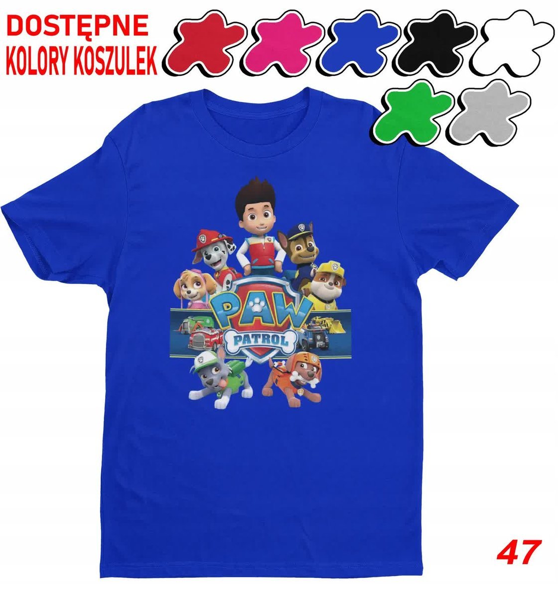 Dziecięca Koszulka Z Nadrukiem Psi Patrol Duży Wybór -M 134-140