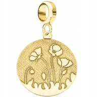 Bransoletki - Charms Złoty Blaszka z Makami Łąka Kwiaty Kwiatki Maki Róża SREBRO 925 - miniaturka - grafika 1