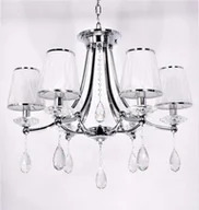 Lampy sufitowe - Lumina Deco LAMPA wisząca DOMINNI LDP 9268 6 SILVER Deco żyrandol OPRAWA abażurowa z kryształkami crystal srebrny - miniaturka - grafika 1