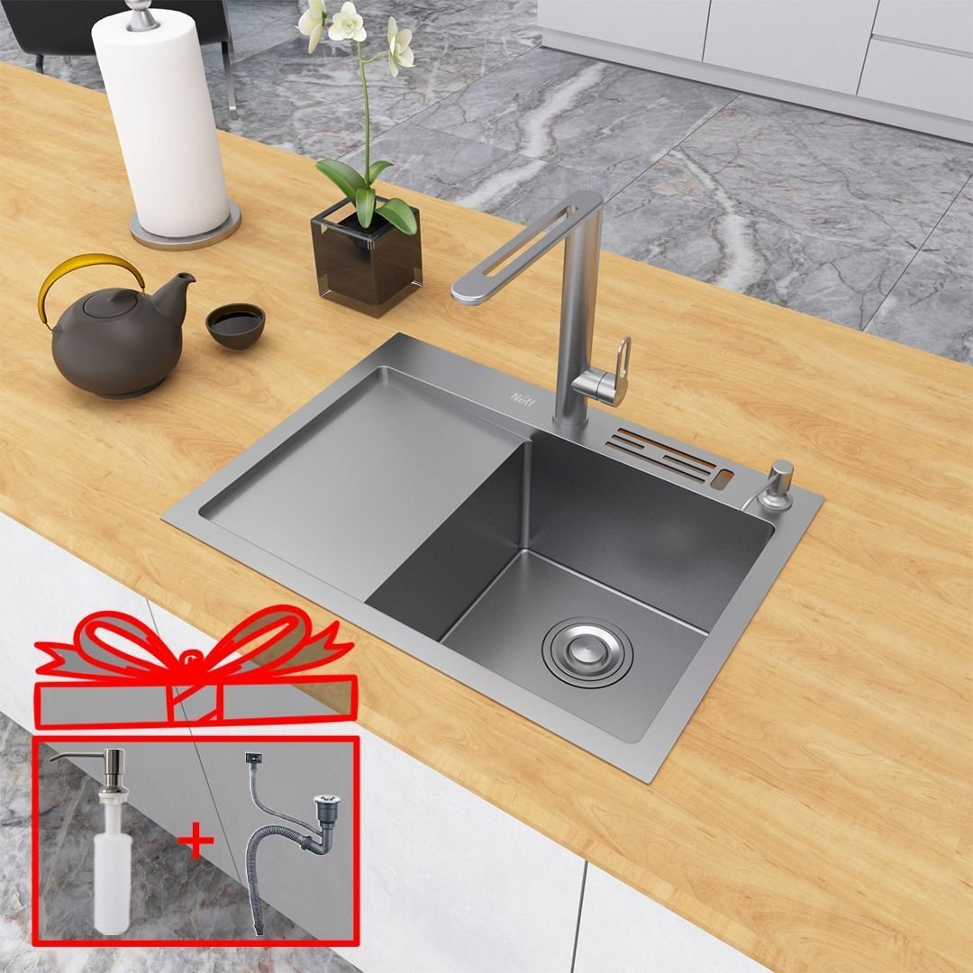 Nett Zlew kuchenny stalowy 60 z ociekaczem po lewej NS-6045L 40521